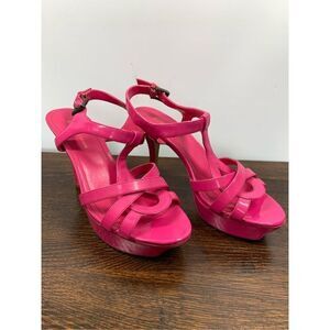 BCBGeneration Womens Preize Leather Platform Slingback Stiletto Sandals Pink 7.5